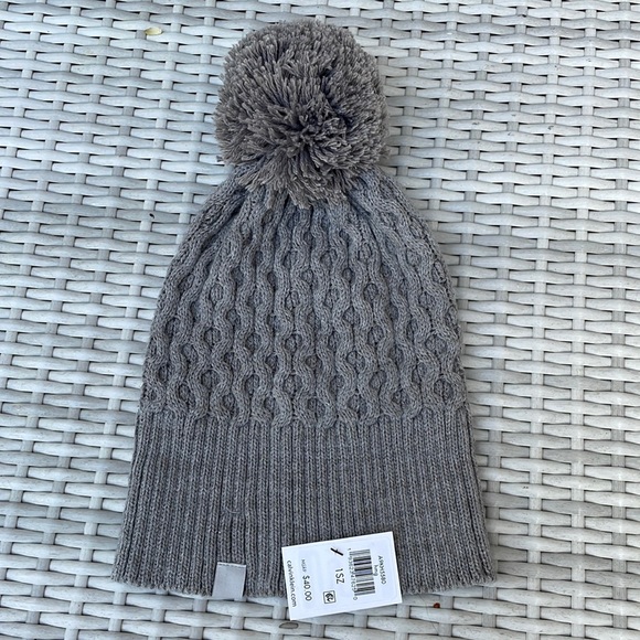 Calvin Klein Accessories - NWT- Calvin Klein Solid Grey Cable Knit Beanie Hat w/ Pom Pom- One Size